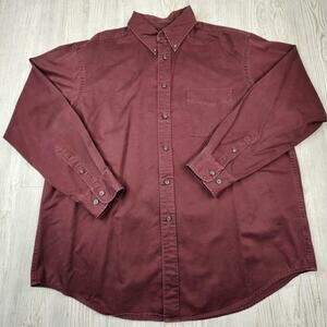 Roundtree & Yorke Shirt Mens XL Maroon Button Down Long Sleeve‎ Casual Pocket